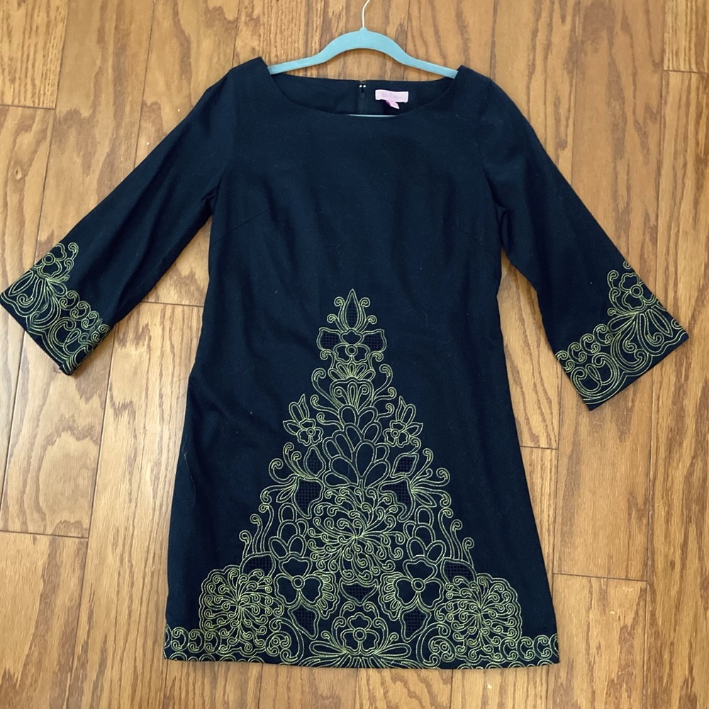 🖤💛LILLY PULITZER💛🖤 Black & Gold Shift Dress